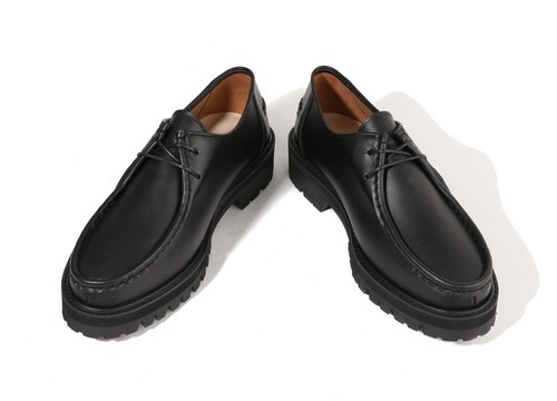 Mocasines Firenze Atelier para hombre Wallabees de cuero negro punta moc derby suela vibram - Imagen 2 de 18