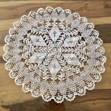 Vintage Doily 21  Diameter Hand Crocheted White