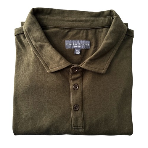 Bleecker & Broad Long Sleeve Polo Shirt Casual Olive Green 3XL | $50