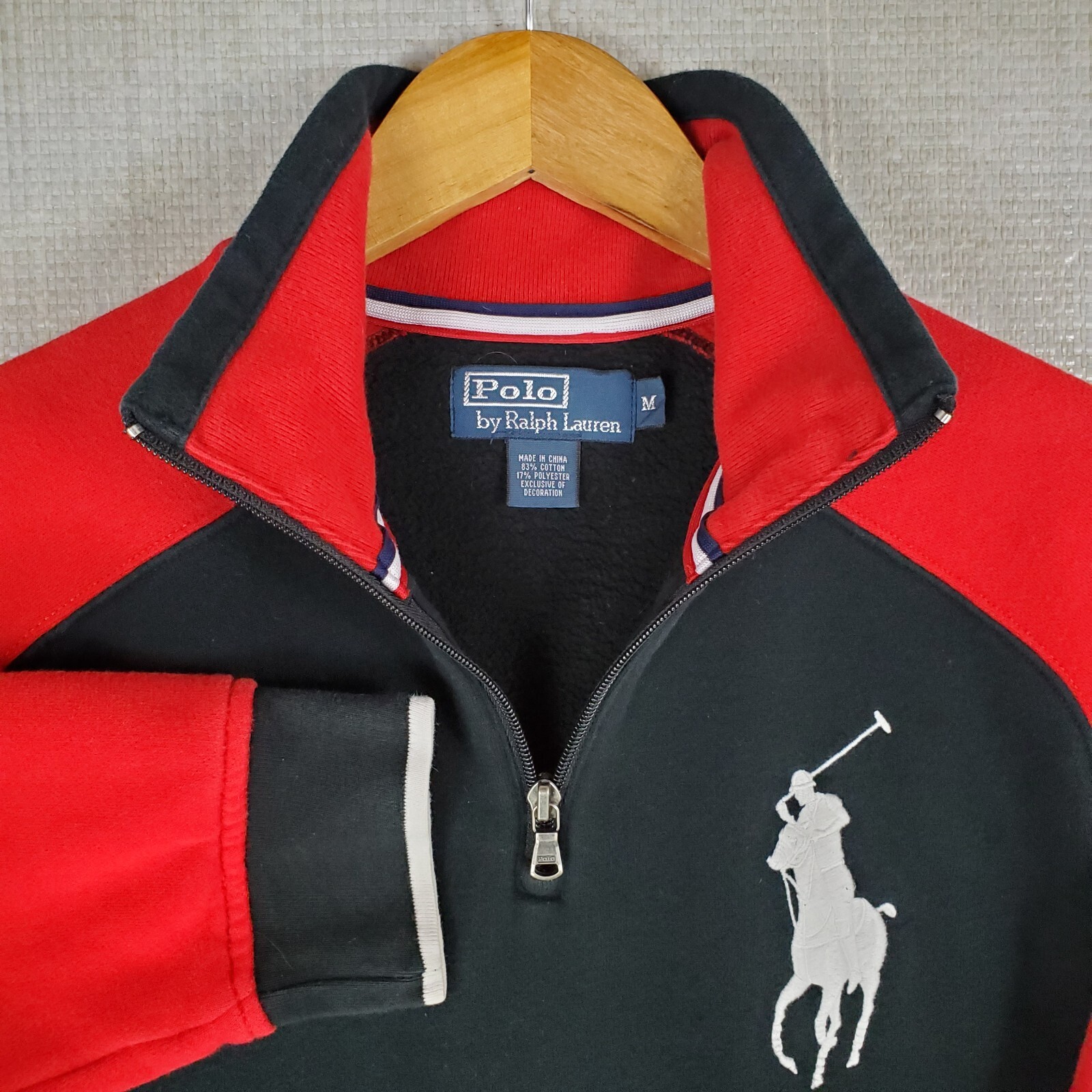 POLO VINTAGE RALPH LAUREN Big Pony 1 4 Zip Pullover Felpa Taglia Media Uomo Golf