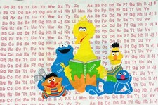Sesame Street ABC's Vintage Pillowcase Bert Ernie Cookie Monster Big Bird Grover