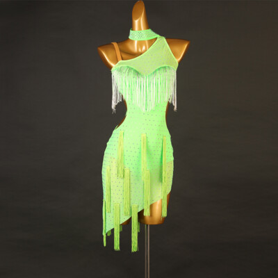 Lady Latin Dance Dress Salsa Tango Cha cha Ballroom Rhinestone Competition New