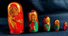 VIRGIN MARY JESUS CHRIST AUTHENTIC RUSSIAN MATRYOSHKA NESTING DOLLS SIGNED