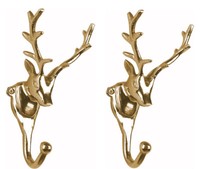 Wandgarderobe Kleiderhaken 2Er Set Geweih In Gold Hirsch