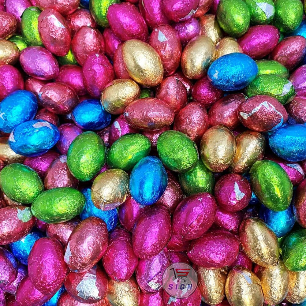 1kg 5kg Foiled Coloured Milk Chocolate Mini Eggs Retro Easter