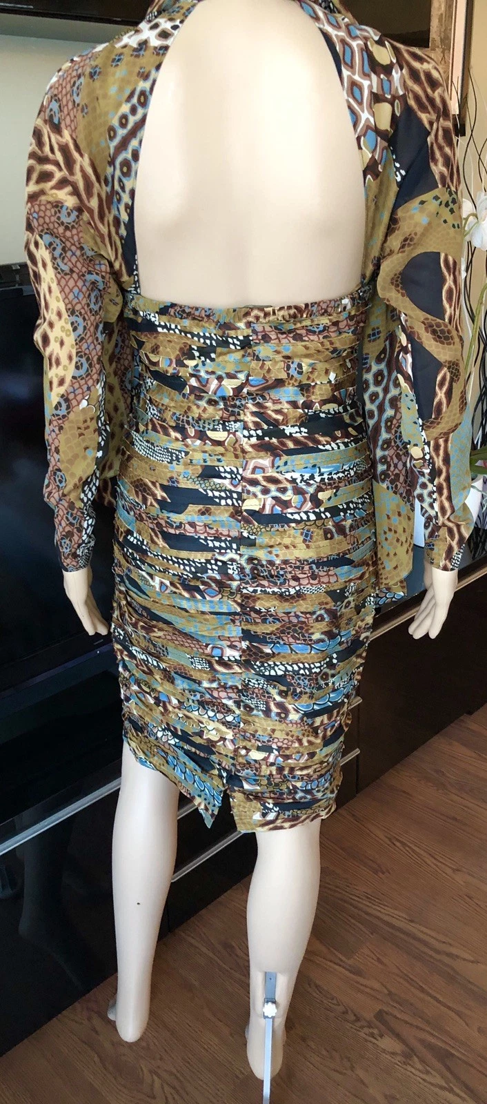 Versace F W 2005 Runway Campaign Ruched Cutout Back Dress