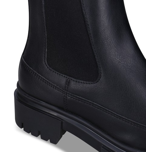 Damen Chelsea Boot Schwarz Stiefelette Knöchel aus Vegane Leder mit Gummi-Sohle - Bild 3 von 4
