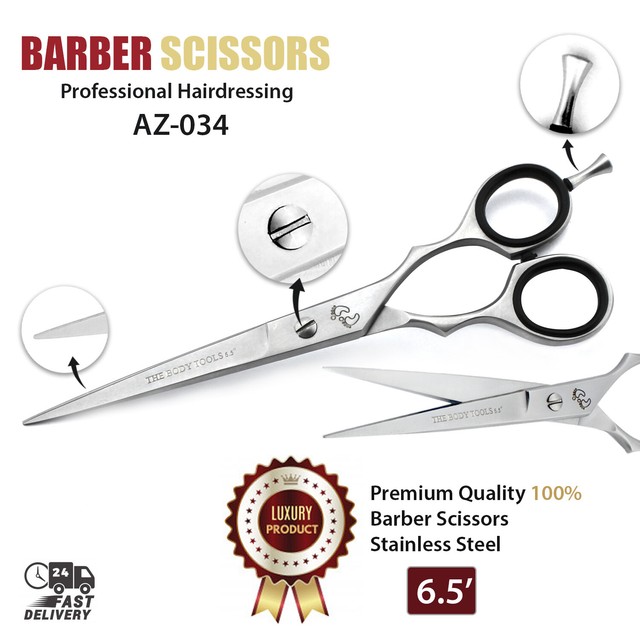 Barber Blade Scissors 6.5" HAIRDRESSING HAIR-CUTTING SHEARS Stainless