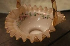 Mauve Glass Ruffle Basket Hand Painted (maybe Fenton?) PLEASE READ DESCRIPTION