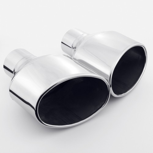 1Pair 2.5" inlet slant Stainless Steel Rolled Edge Oval Exhaust Tip for Audi RS