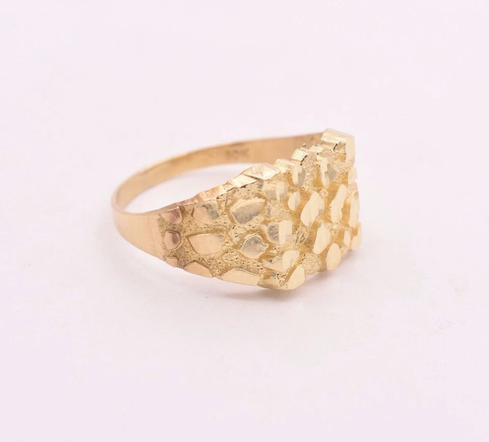 Mens Medium Nugget Square Ring Real Solid 10K Yellow Gold ALL SIZES - Image 4 of 4