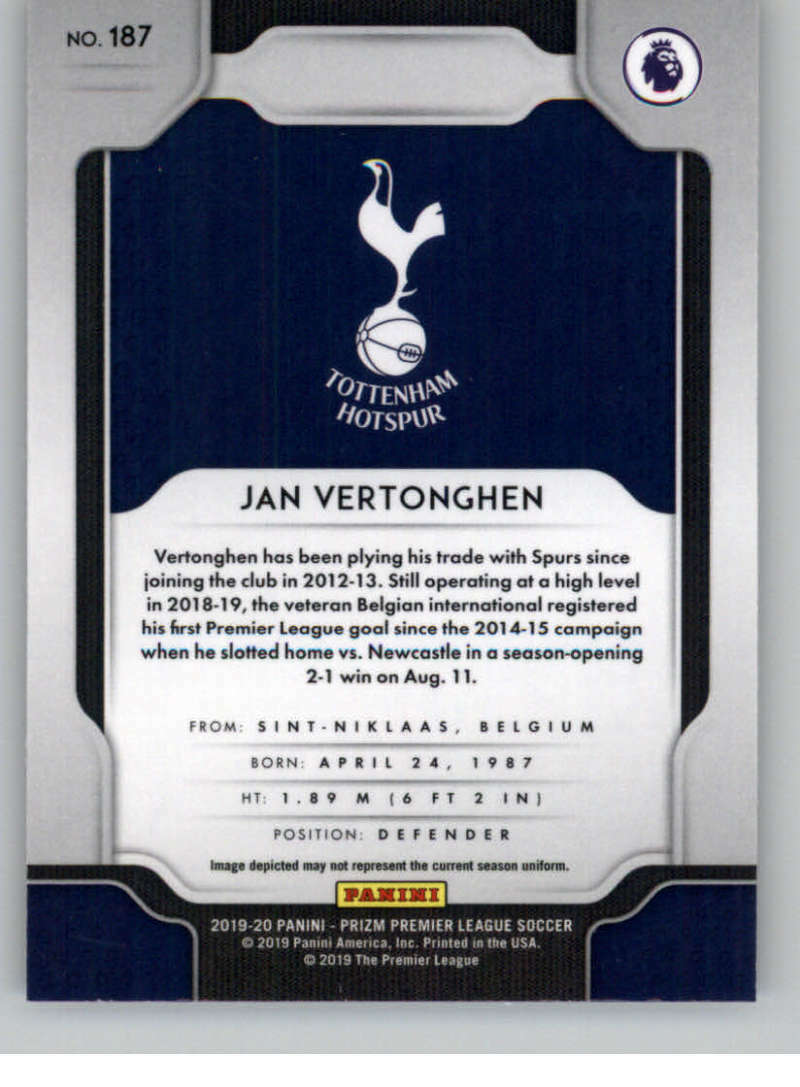 2019-20 Panini Prizm Premier League #187 Jan Vertonghen Tottenham