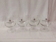 4 Courvoisier Le Cognac De Napoleon France Stem Glasses Gold Logo Snifters F-S