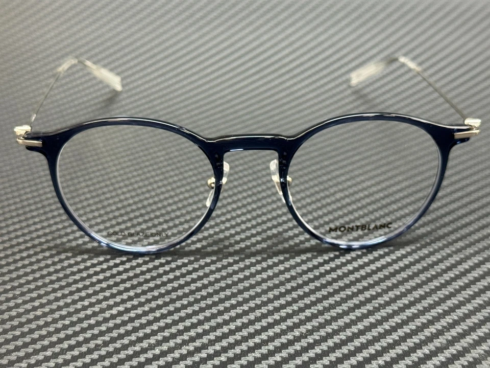 Gafas Mont Blanc MB0099O 004 azules redondas para hombre 48 mm Foto 2 de 4