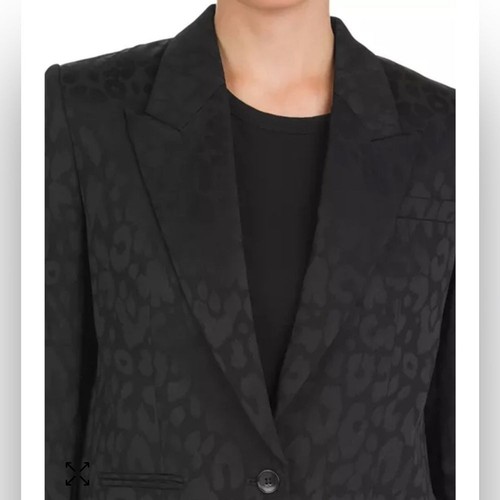 The Kooples Black Tonal Leopard Print Peak Lapel Classic Chic Blazer Sz FR42/10 - Picture 5 of 13