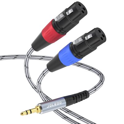 Dual XLR Female to 3.5 mm TRS Stereo Microphone Cable 2 XLR Female to 1/8 inc...