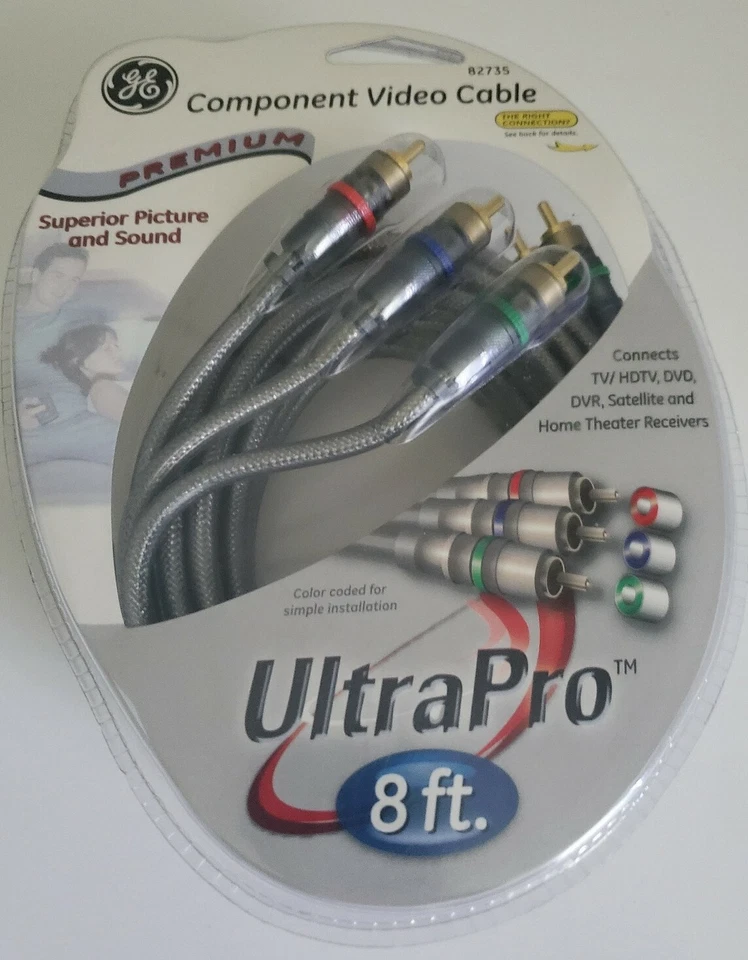 New Sealed GE Component Video Cable 82735 Ultra Pro 8 Feet Color Coded Premium - Image 4 of 4