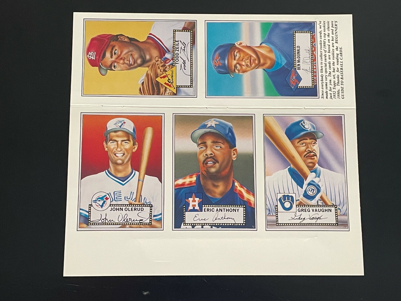 1990 Beginners Guide to Baseball Cards Sheet John Olerud Todd Zeile Greg  Vaugn+ | eBay