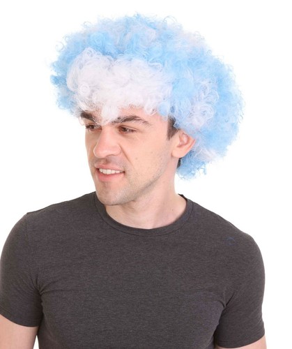 Greece Sport Afro Fun Wig | Blue White Jumbo Wig Adult HM-727 - Picture 2 of 8