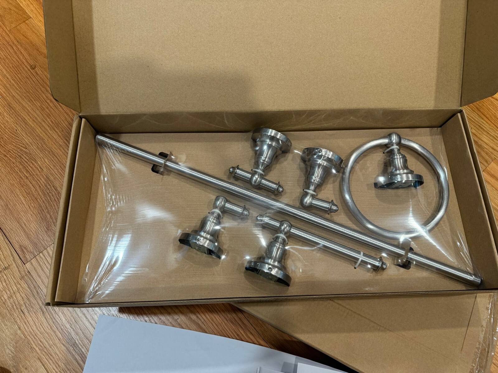 Satin Nickel 4 Piece Bathroom Hardware Bath Accessory Set 24" Towel