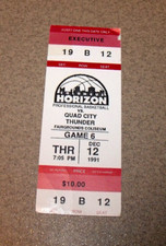 Columbus Horizon 12/12/1991 CBA Minor Basketball Ticket Stub vs Quad City