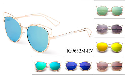 Cat Eye Women Sunglasses Monster Metal Frames Flash Mirror or Gradient Lens w/UV