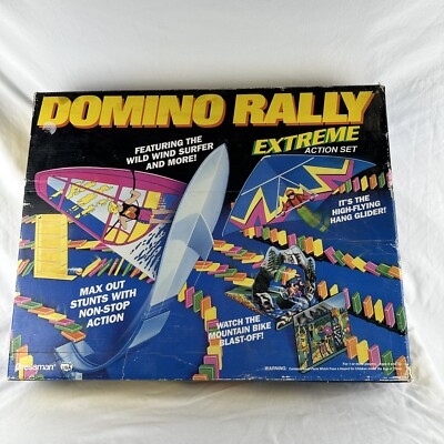 Domino Rally Extreme Action Set Game #9510 Pressman Vintage Near Complete