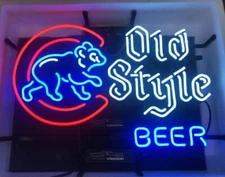 Chicago Cubs Old Style Beer 20"x16" Neon Light Sign Lamp Wall Decor Windows Room