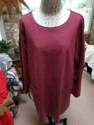 NWT  Eileen Fisher Boiled wool jersey Jewel Neck Boxy Tunic in ''Monterey'' Sz M/L