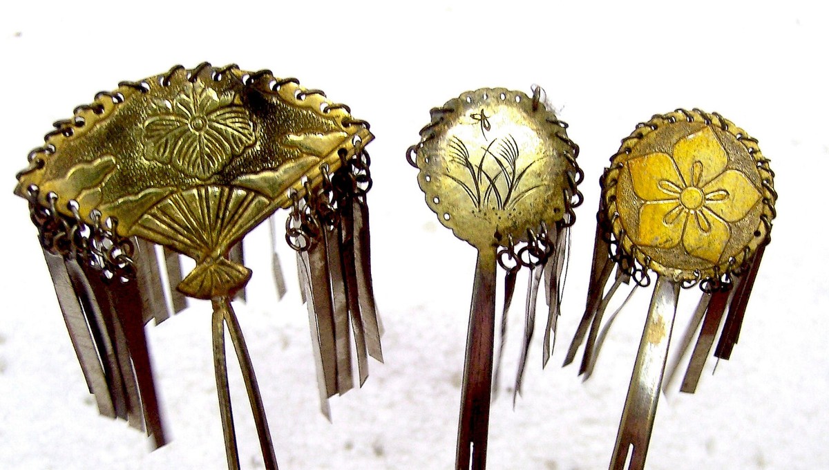 VINTAGE JAPANESE KANZASHI HAIR COMB HAIR PIN SET - NO US  display picture 3