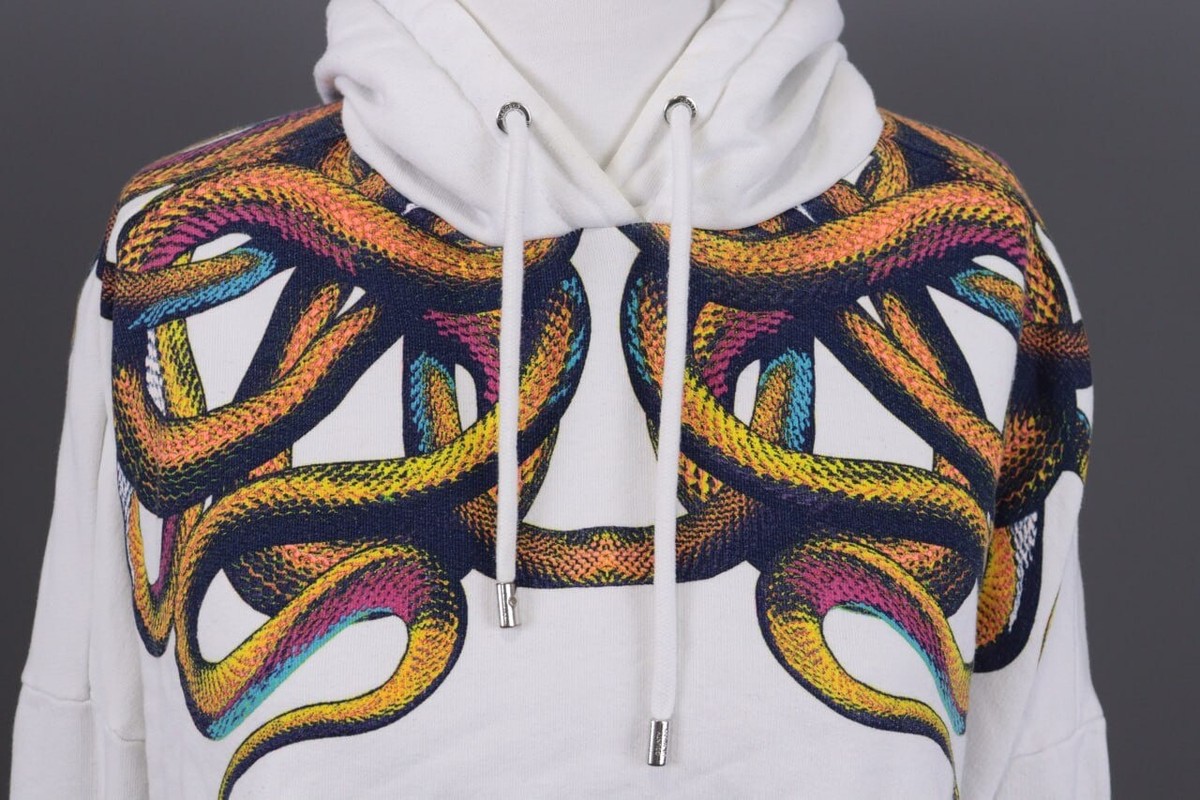 Marcelo Burlon White Snake Printed Streetwear Hoodie Sweater Size