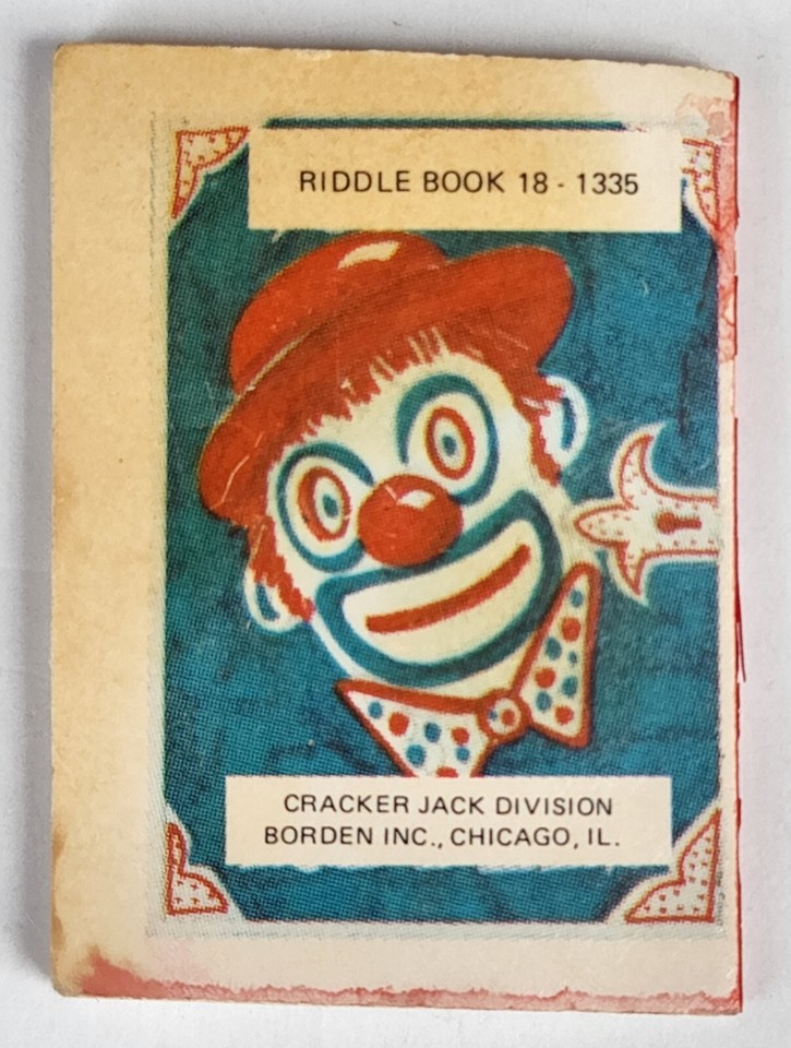 1976 Vintage Premium Cracker Jack Prize Liddle Riddles with Clown Toy ...