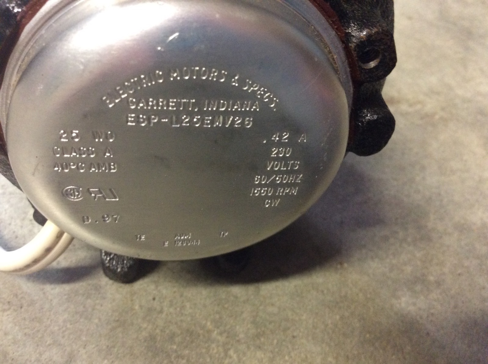 Electric Motors & Specs ESPL25EMV26 Motor .42A 230V 60/50HZ eBay