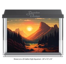 Pine Trees River Mountain Polyester Fish Tank Glass Backdrop Aquarium Background