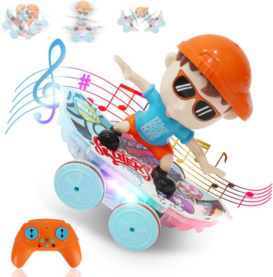 Remote Control Car Stunt Car,Skateboard RC Car with Light Music,360°Spins Light 