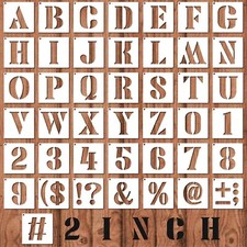 2 Inch Letter Number Stencils, 43Pcs Reusable Small Alphabet  Symbol Templat...