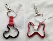Disney Parks Black/Red/Metal Mickey or Minnie Mouse Disney Keychain- You Choose 