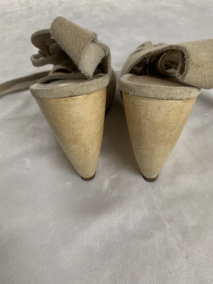 Zapatos Loeffler Randall Tacones de cuña Gamuza Con cordones Mujer Talla 8 Beige Foto 4 de 4