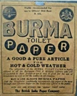 INDIA VINTAGE - BURMA TOILET PAPER ADVERTISEMENT 1914 BRITISH INDIA PAPER COM.