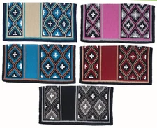 Western Wool Saddle Blanket - 4 Color Patterns - 34" by 36" - 5 pounds wool