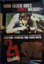 21 Grams Original 2003 Single Sided 27"x40" Movie Poster "Benicio Del Toro"