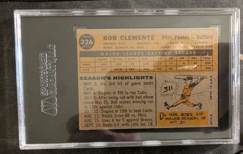 1960 Topps Roberto Clemente #326 SGC 4.5 VG-EX+ HOF Sharp - Image 2 of 4