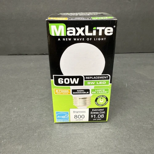 MAXLITE Light Bulbs 9W LED Same As 60W, Soft White (2700K) - LOT OF 50