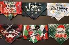 Personalized Winter Christmas Dog Bandana Over Collar Scarf Large