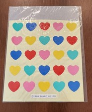 Vintage Sanrio 1976 1994 Hello Kitty Stickers 1 Sheet Rainbow Hearts Sealed