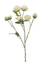 Artplants Kunst Zweig Kohl-Rose Truvol, Weiß-GrüN, 65Cm