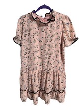 ZARA Basic NWT Size M Pink Floral Ruffle Dress Short Sleeve Tiered