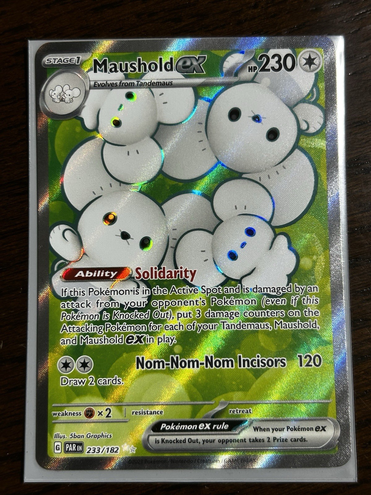 Pokemon TCG Maushold ex 233/182 SV04 Paradox Rift Ultra Rare Full Art Holo NM