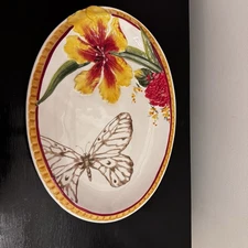 Fitz and Floyd Flower Market 14 Oval Serving Platter With Embossed Flowers