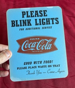 1950s Coca-Cola Please Blink Lights Drive In Car Hop Food Card #2